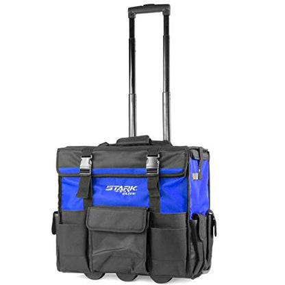 Stark USA 20-Inch Rolling Tool Bag with Wheels, Heavy Duty Tool Organizer Tote, Retractable Telescoping Handle, 22 Multi-Pocket Storage for Electricians, HVAC, Contractors, Mechanics & Construction