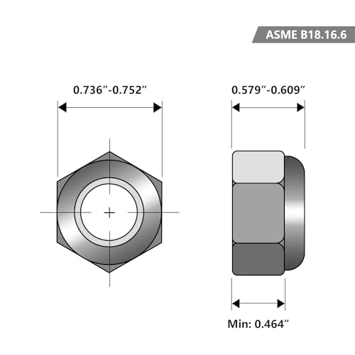 1/2"-13 Nylon Insert Lock Nuts, Stainless Steel 304 (18-8) Lock Nuts with White Nylon Insert, 10pcs - color: Silver, size: 1/2"-13