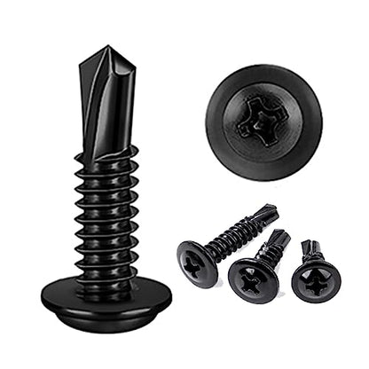 410 Stainless Black #8x1-1/4 Phillips Head Self-Drilling Screws 100 pcs - color: BLACK, size: #8x1-1/4"