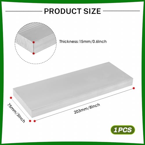 6061 Aluminum Flat Bar, 0.6" Thickness X 3" Width X 8" Length Aluminum Flat Plate, Solid Aluminum Bar for Crafting, Industrial Building - size: 0.6" X 3" X 8"