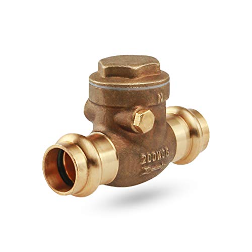 Swing Check Valve 1-1/2 Inch Press for Backflow Prevention, Cast Brass Lead-Free - size: 1 in., style: Single Pack