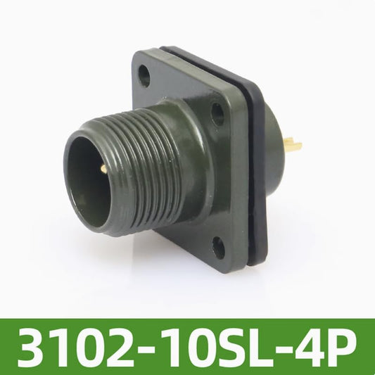 MS3102A-10SL-4P Circular Industrial Connector,2Pin Male,Square Flange Receptacle,MIL-DTL-5015 Series Waterproof Aviation Plug,Threaded Connector,Solder Type,for Aviation and Industrial Applications - color: MS3102A10SL-4P