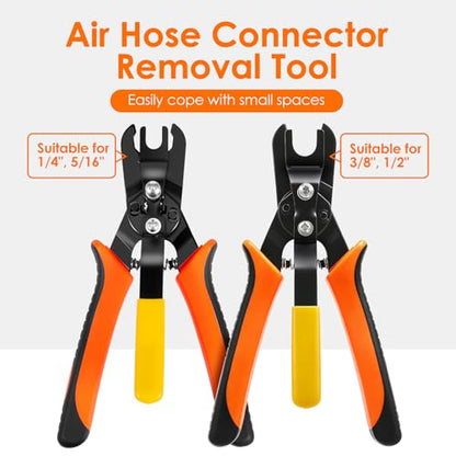 Air Line Removal Tool Pliers, Push to Connect Fittings Disconnect Tool for Air Hose, Quick Connect Pneumatic Fitting Release Plier for Automotive & Industrial Use (1/4" 5/16" & 3/8" 1/2") - color: 1/4" 5/16" & 3/8" 1/2"