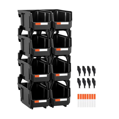 Black Stackable Plastic Storage Bins 10.9 x 5.5 x 5.1 in