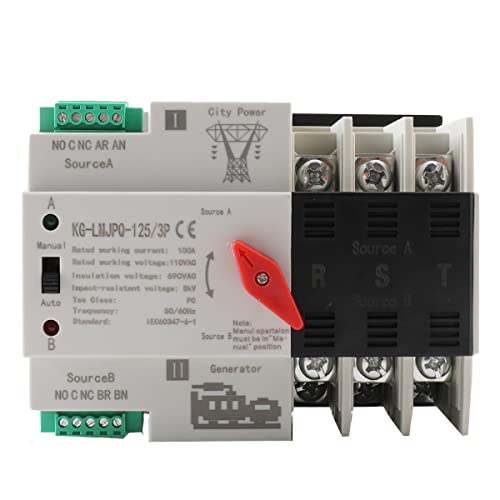 3P 100A Dual Power Automatic Transfer Switch, 110V - size: 3P 100A 110V