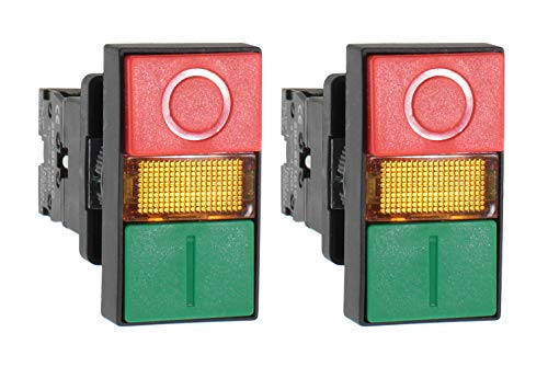 Double Head Push Button, Signal Lamp Start/Stop Switch (2 Pack) - size: 2 Pack