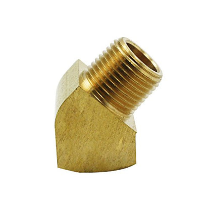 45 Degree Street Elbow 3/8" NPT Male x 3/8" NPT Female Brass Pipe Fitting (Pack of 2) - size: 3/8" NPT Female x 3/8" NPT Male