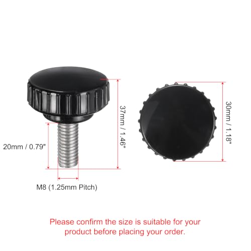 uxcell 2pcs Knurled Clamping Knobs M8 x 20mm Metric 304 Stainless Steel Male Thread Thumb Screw on Type 30mm Plastic Round Head Threaded Hand Bolt Stud Knobs Black - size: M8 x 20mm x 30mm