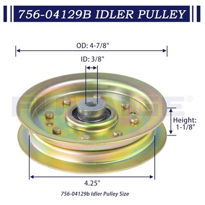 3 Pack 756-04129B Idler Pulley 4.25 for Cub Cadet 50" RZT 50 Deck - color: M3 3x756-04129B Yellow