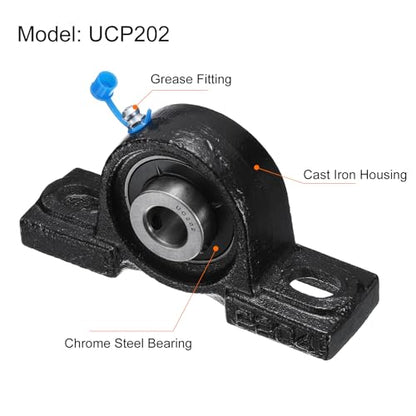 uxcell 2pcs UCP202 Pillow Block Bearings 15mm Bore Bearing Units Cast Steel Flange Mounted Bearing Housing - size: UCP202 ID 15mm