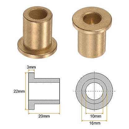 HARFINGTON 8pcs Flange Bearing Sleeve 10mmBore,16mmOD,20mm L,Bronze Bushing - size: 10mm x 16mm x 20mm