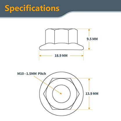 POWERTEC QLN1202 Serrated Flange Hex Lock (M10) Nuts | Premium Carbon Steel Zinc Plated Fasteners – 25 Pack - style: Flange M10