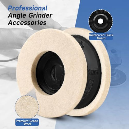 5Pcs 4 Inch Wool Felt Buffing Wheel 5/8" Arbor Angle Grinder Polishing Disc - style: Premium Wool 5Pcs