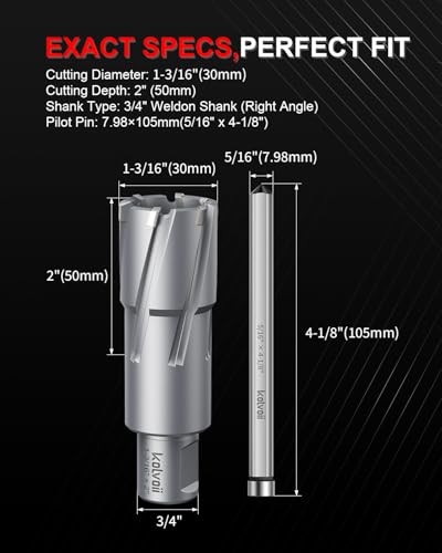 Kolvoii TCT Annular Cutter 1‑3/16" Diameter x 2" Depth, Mag Drill Bit - size: 1-3/16" x 2"