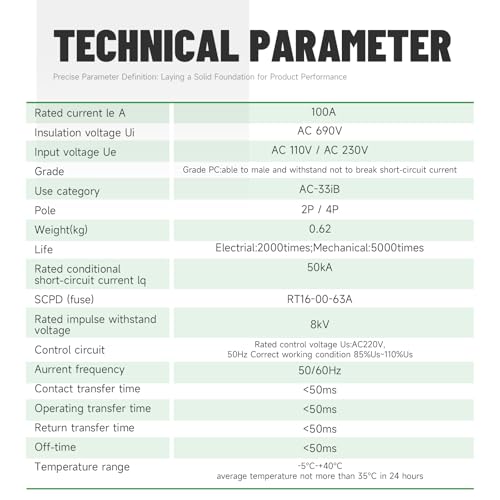 GEYA 4P 100A AC110V Automatic/Manual Transfer Switch,ATS Dual Power Auto Transfer Switch,Uninterruptible Millisecond-Level ATS,DIN Rail Mounting（W2R 4P 100A AC110V） - size: 4P-100A-AC110V
