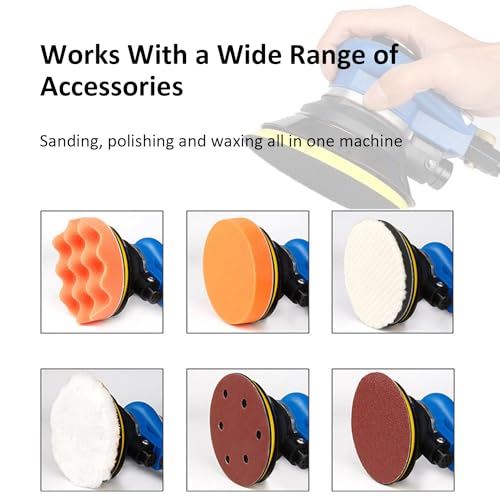 Air Random Obrital Sander 5" Dual Action Palm Sander, Hook and Loop Air Powered and Swirl Free. (5" da sander) - color: Blue, size: 5 inch dual action