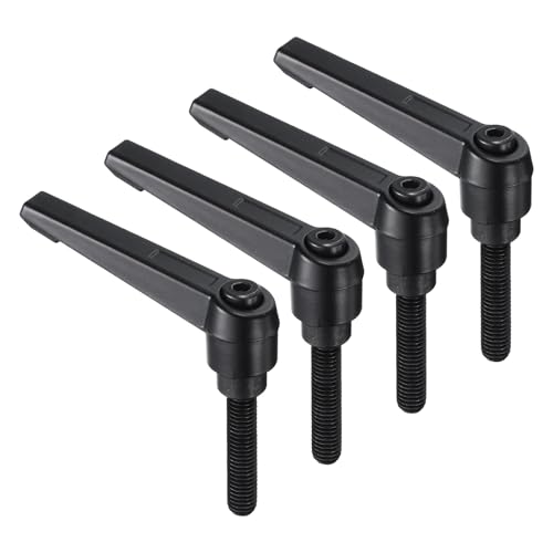 uxcell 4pcs Clamping Lever Handles, M8 x 40mm Black Oxide Carbon Steel Threaded Male Stud, Adjustable Handles Locking Quick Release Ratchet Push Button Bolt Knobs, Black - size: M8 x 40mm