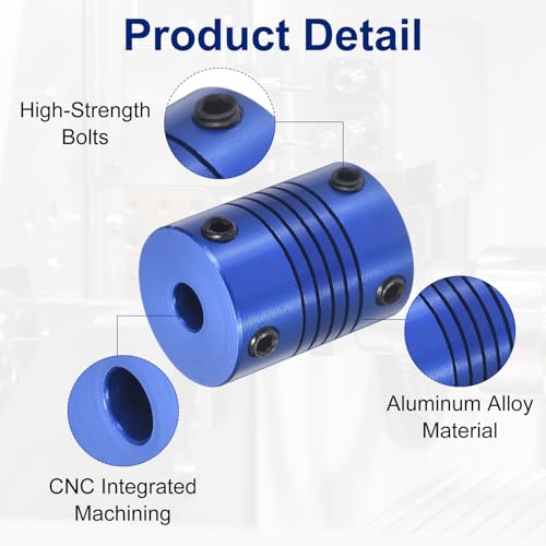 Flexible Shaft Coupling(5mm|6mm): 4 Pcs Blue Aluminum Alloy - color: Blue, size: 5mm x 6mm (19mm OD, 25mm L)