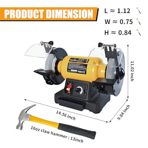 Woodskil 6" 2.5A Variable Speed Bench Grinder for Sharpening,2000–3400 RPM - size: 6" variable speed grinder