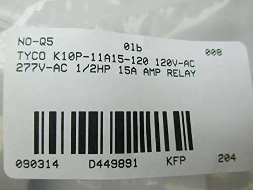 Potter and Brumfield K10P-11A15-120 Electromechanical Relay, 15 A, 120 VAC, 28.17 mm L x 41.33 mm H x 21.84 mm D