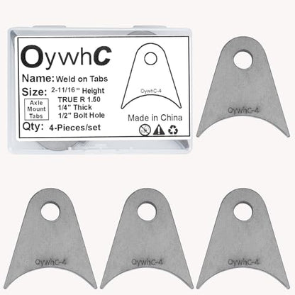 Weld on Tabs, Axle Shock Mount Bracket, 1/2" Hole, 1/4" Thick, 4 Pcs - color: 3" Axle Mount-1/4" Thick
