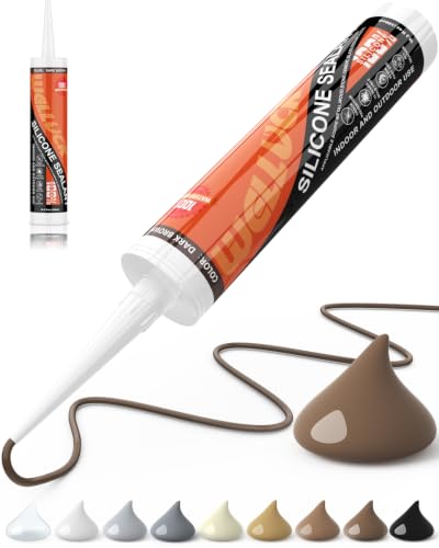 WELLUCK Dark Brown/Espresso Silicone Caulk, 100% Waterproof Caulking Silicone Sealant Flexible Adhesive, Matches Walnut, Mahogany, Jacobean, Dark Stained Oak, and Other Dark Wood finishes - color: Dark brown, size: 1 Pack