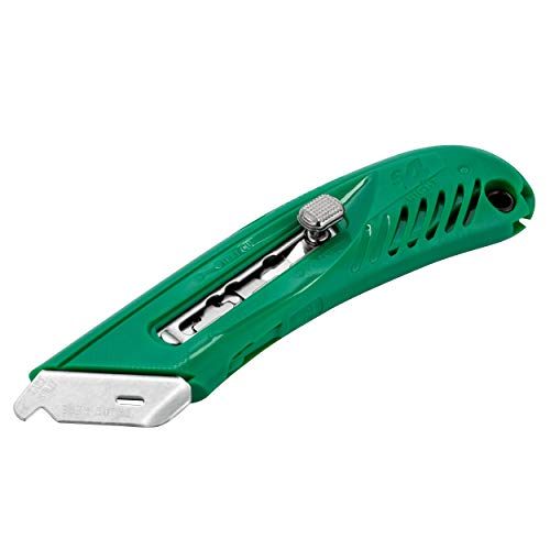 Pacific Handy Cutter S4R Safety Cutter, Retractable Utility Knife with an Ergonomical Design, Bladeless Tape Splitter, Steel Guard for Safety and Damage Protection, for Warehouse and In-Store Cutting , Green - style: S4R Safety Cutter