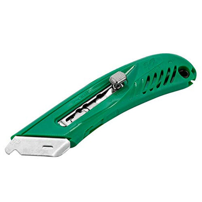 Pacific Handy Cutter S4R Safety Cutter, Retractable Utility Knife with an Ergonomical Design, Bladeless Tape Splitter, Steel Guard for Safety and Damage Protection, for Warehouse and In-Store Cutting , Green - style: S4R Safety Cutter