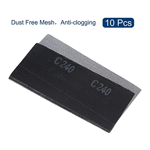 uxcell 10pcs Mesh Sanding Sheets 240 Grits 4-1/2-inch x 11-inch Mesh Sandpaper Pad for Wood Wall Repair, Dust-Free Wet/Dry Polish - style: 240 Grit