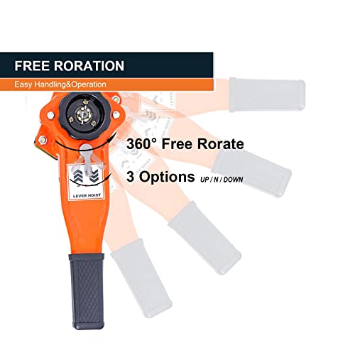 Lever Chain Hoist 10ft 1-1/2 ton Come Along Ratchet Puller Hoists - size: 3300lbs