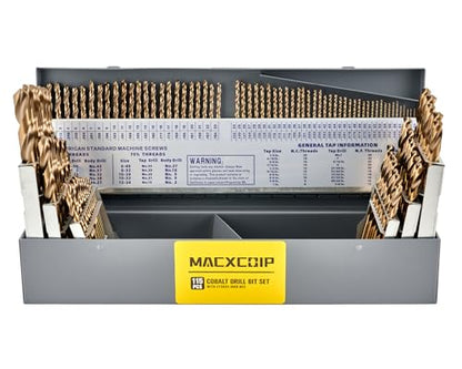 115Pcs Cobalt Drill Bit Set M35 HSS Jobber Length - size: 115pcs (Iron Box)