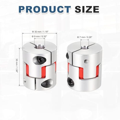 MECCANIXITY 7mm-9mm Aluminium Plum Flexible Shaft Coupling w Hex Wrench - size: 7mm to 9mm