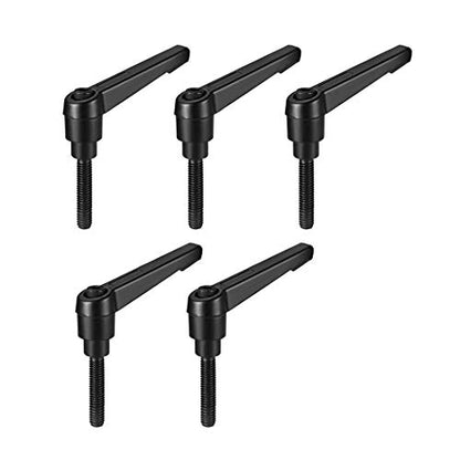 uxcell 5pcs Adjustable Clamping Lever Handle M6 x 20mm Metric Black Oxide Carbon Steel Male Threaded Stud Hand Knobs Ratchet Rotating Screw Handles Bolts with Locking Lever Black - size: M6 x 20mm