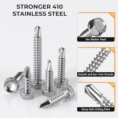 INCLY 480PCS #8#10 Self Tapping Screws for Metal with Socket