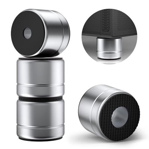 Speaker Isolation Feet 1 Inch Aluminum Turntable Isolation Feet, Anti-Vibration Speaker Isolation Pads for Subwoofer, Audio Equipment, PC Case Feet with Non-Slip Rubber Rings - Silver, 30*25mm, 4 Pack - color: Silver