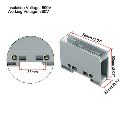 uxcell 1 in 9 Out DIN Rail Terminal Blocks 690V Connectors