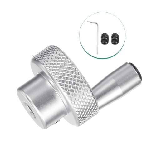 HARFINGTON Aluminum Alloy Handwheel 30mm OD 5mm Bore Lathe Hand Wheel with Rotate Handle Aluminum Milling Machine Handle with Wrench and 2pcs Screws for Milling Machine Lathe, Silver Tone - size: 30mm x 5mm