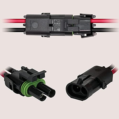 TRUE MODS 5pc 2-Wire Weather Pack Connector Kit 12 AWG 10in Wires Assembled - color: 2-Way 12 AWG, size: 5 Pack