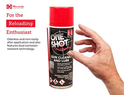 Hornady One Shot Gun Cleaner and Case Lube, 10 oz – Aerosol Dry Lube, With DynaGlide Plus – Clean, Non-Sticky and Easy to Use – Contains No Petroleum, Won't Contaminate Powder or Primers