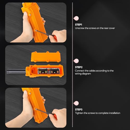 2Pcs COB61-Up-Down Left Right Rainproof Crane Push Button Switch, Orange Crane Pendant Control Station Push Button Switch with Rubber Cable Barrel - size: Up-Down Left Right