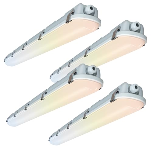 4FT LED Vapor Tight Light, 3500K/4000K/5000K Adjustable, 4420/4940/5850LM, 120-277V, 0-10V Dimmable, Vapor Proof Fixture for Car Wash, Garage, Warehouse, UL Listed, 4Pack - color: 4PK, size: 4FT