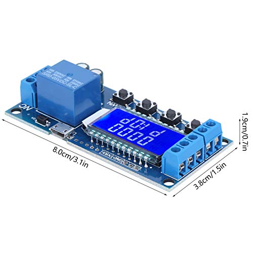 Oumefar Timer Delay Relay XY-LJ02 Cycle Trigger Delay Timer Switch Circuit Electronic Relay Module with LCD Display, 12V Timer Relay Delay Controller Module Support Micro USB 5V Input