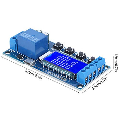 Oumefar Timer Delay Relay XY-LJ02 Cycle Trigger Delay Timer Switch Circuit Electronic Relay Module with LCD Display, 12V Timer Relay Delay Controller Module Support Micro USB 5V Input