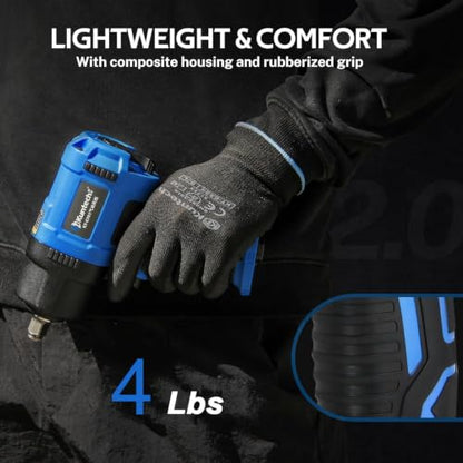 1/2 Air Impact Wrench, 1150 Ft-Lbs 8500 RPM High Torque Impact Gun, Pneumatic Impact Wrench with Double Hammer Mechanism, Lightweight 3-Speed Adjustable Air Impact Gun, with Accessories
