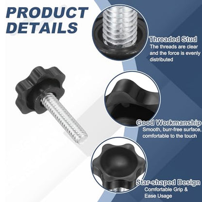 uxcell 10Pcs 1/4"-20 Star Knobs 1" Threaded Stud Male Clamping Knobs - size: 1/4"-20, 1"