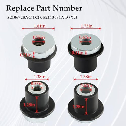 FUSCH 4PCS Steering Rack and Pinion Mount Bushing Compatible with 2000-2012 Dodge Ram 1500 Replace #: 52106728AC 52113031AD