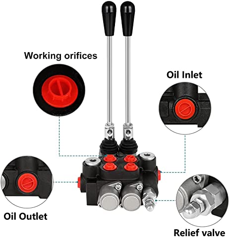 Hydraulic Flow Control Valve 2 Spool 11 GPM Adjustable Relief Valve - size: 2 Spool 11 GPM