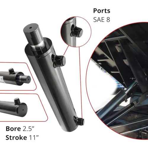 Double Acting Hydraulic Cylinder - Universal Hydraulic Cylinder 2.5" Bore 11" Stroke - Flexible Design Universal Cylinder (2.5x11) - color: 2.5" bore, size: 11" stroke
