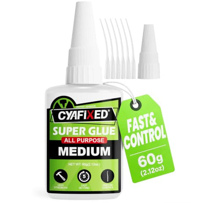 Fast & Control Medium Super Glue 60g, All-Purpose Cyanoacrylate CA Glue - size: 2 oz