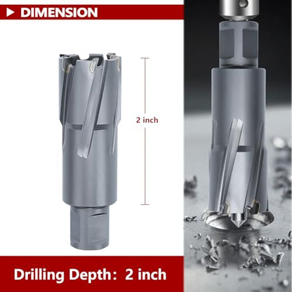 1-1/8" x 2" Annular Cutter with Weldon Shank - size: 1-1/8" diameter, style: 2" depth